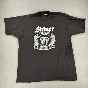 Vintage Shiner Bock Beer Logo Shirt XL Short Sleeve Tee Single Stitch Black